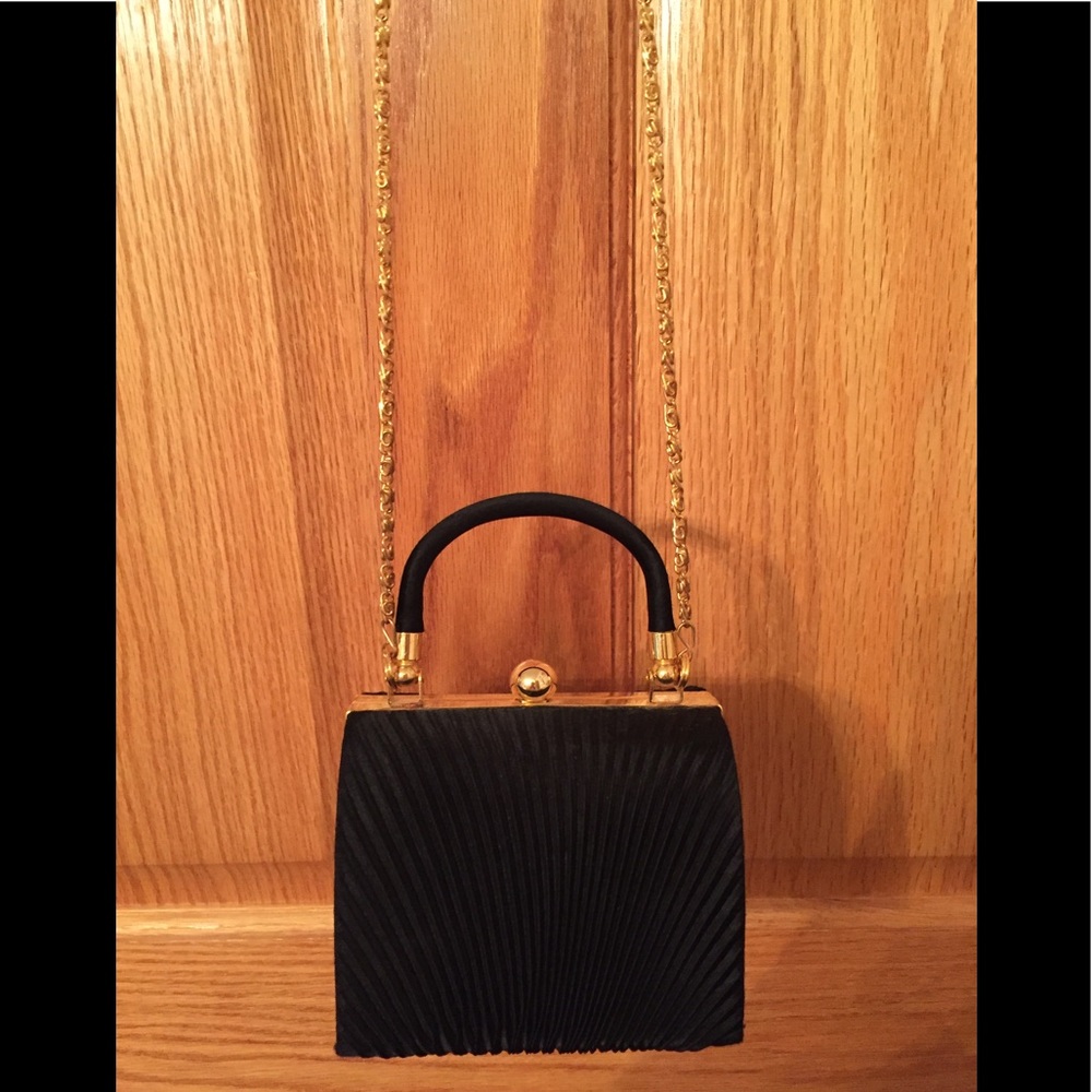 Structured Black and gold fancy evening bag
